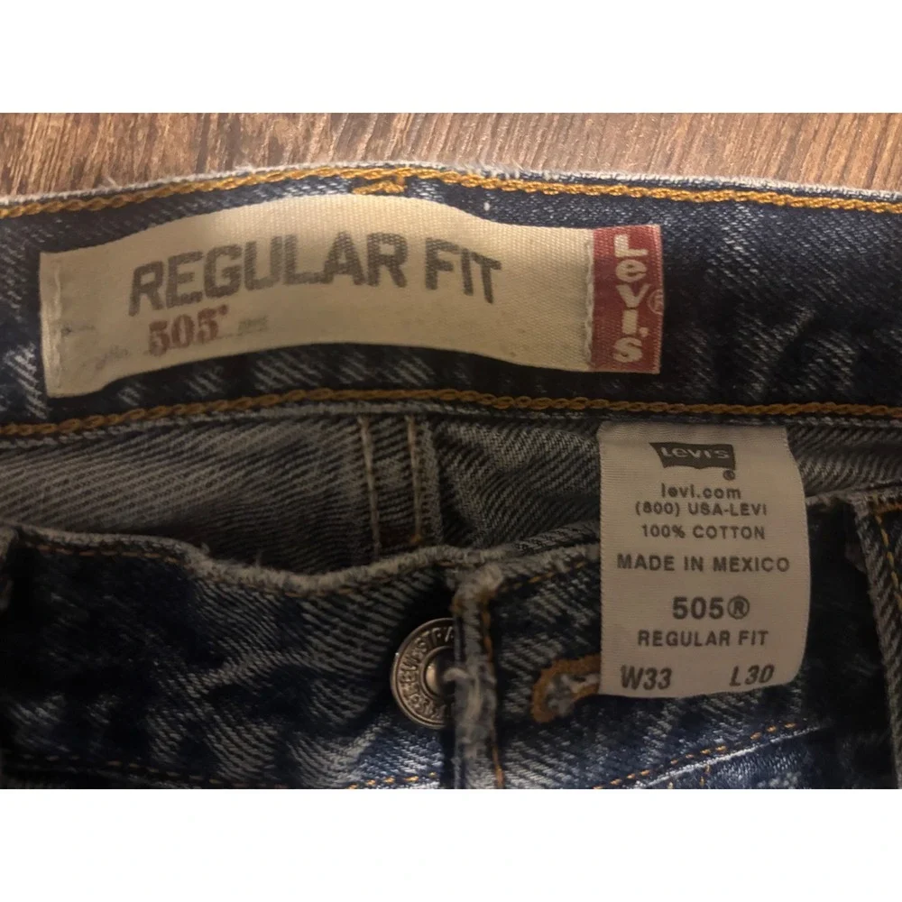 Levis 505 Regular Fit Blue Denim Jeans Mens W33 L30 Medium Wash Straight Leg